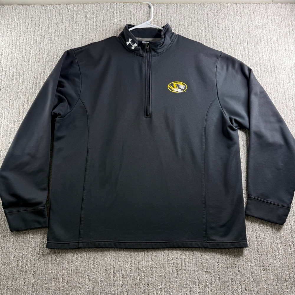 Under Armour Missouri Mizzou Tigers 1/4 Zip Pullover Jacket Mens XL Black NCAA